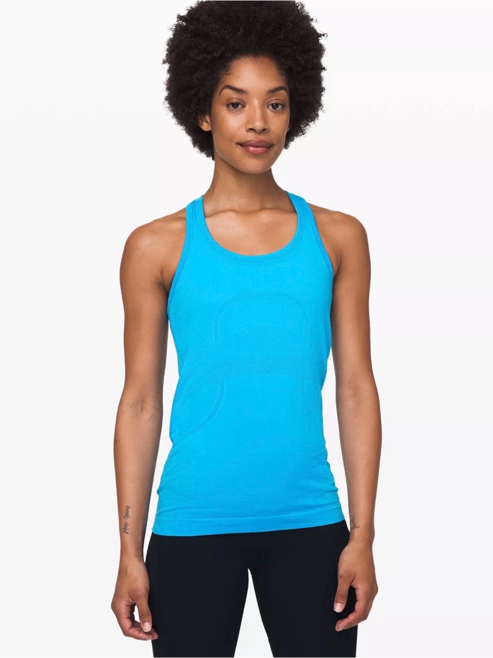 Lululemon Swiftly Tech Racerback Tank Size 6 Turquoise Blue Seamless